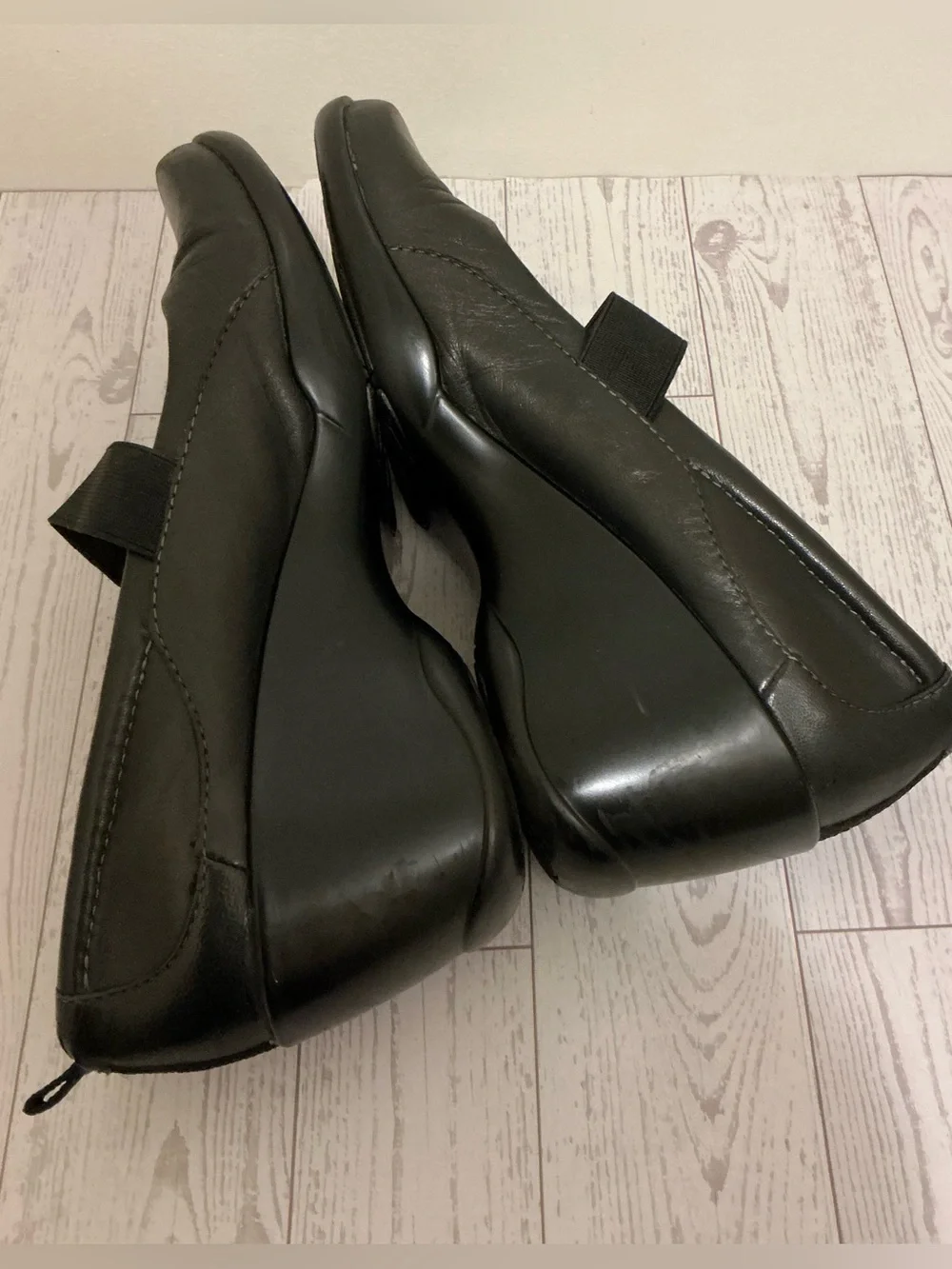 Women’s Black Leather Wedge Mary Jane Comfort Shoes